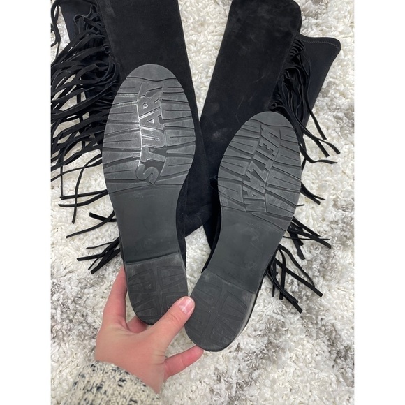 Stuart Weitzman Mane Fringe Black Suede Knee Boot size 6 - Picture 9 of 14